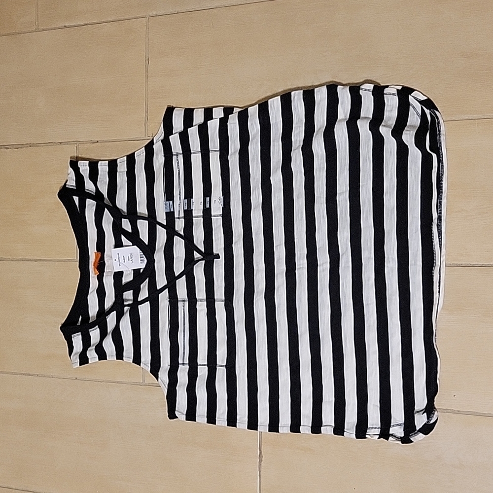 NWT Joe Fresh Sleeveless Black/ White Striped Shirt